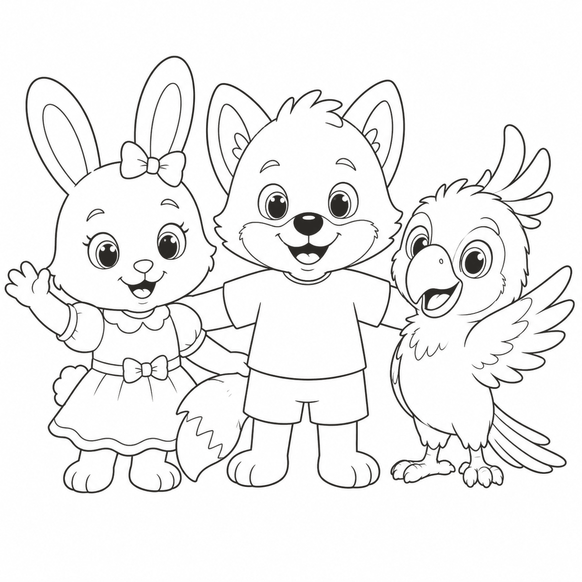Lucino the Fox — line art from the colouring books