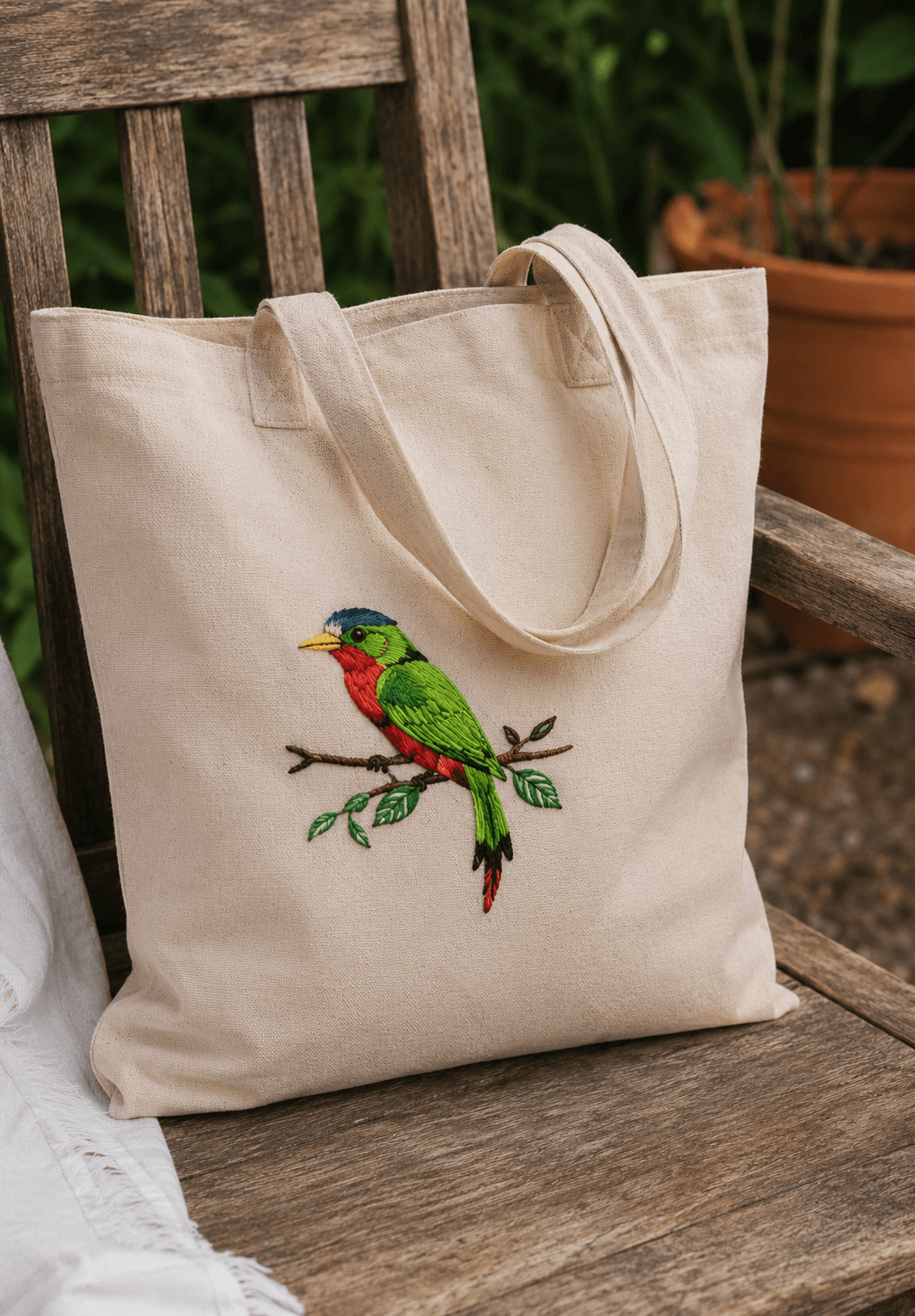 Cojines y bolsos bordados