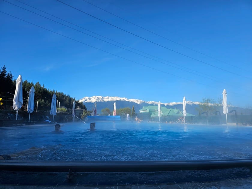 Hot Springs Medical & Spa Hotel outdoor pool with Pirin Mountains in background