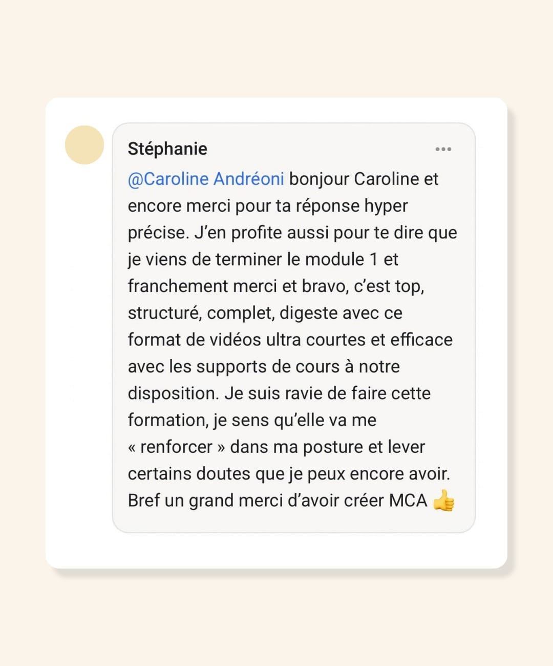 Témoignage de Stéphanie sur la formation MCA