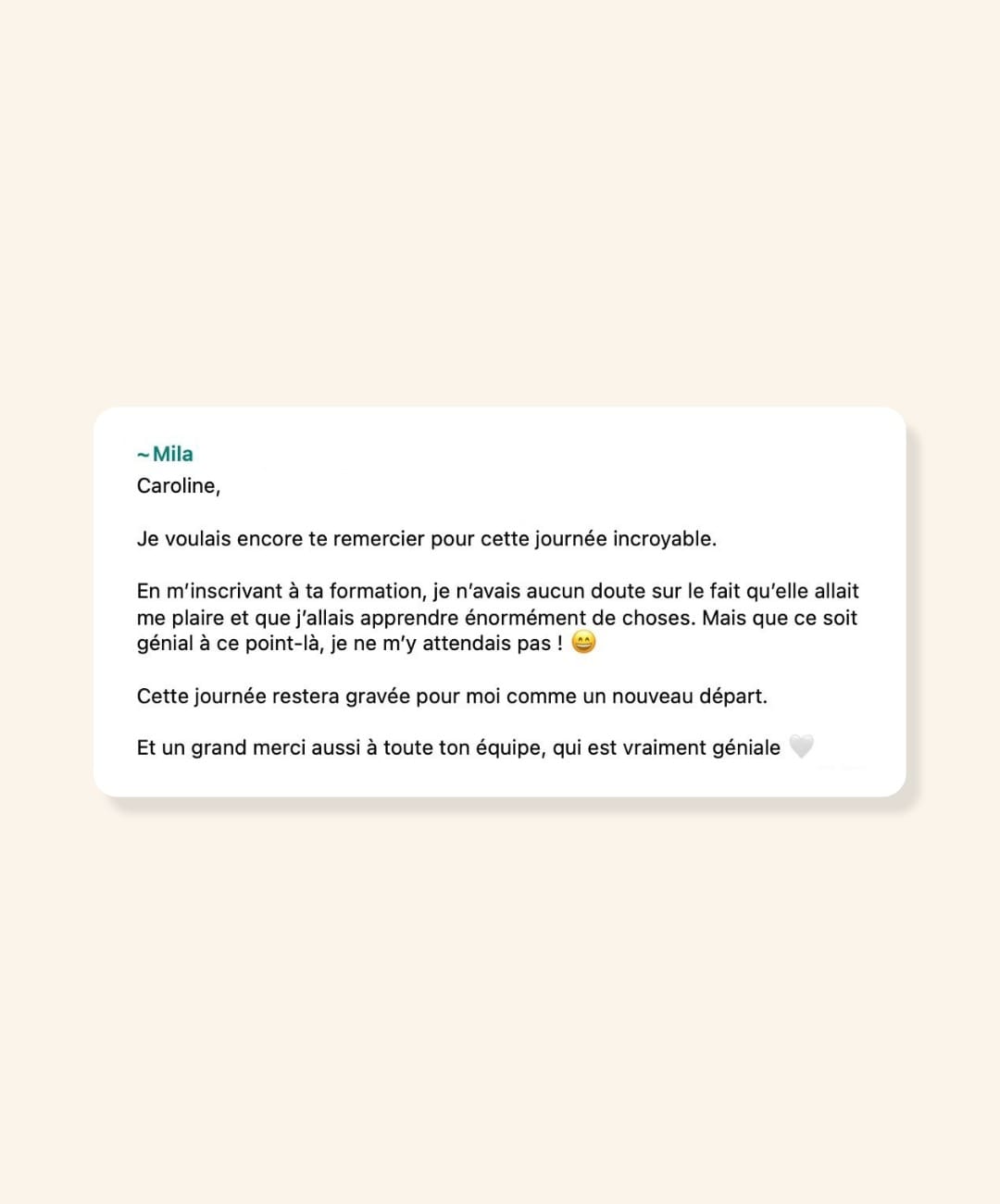 Deuxième témoignage de Mila sur la formation MCA