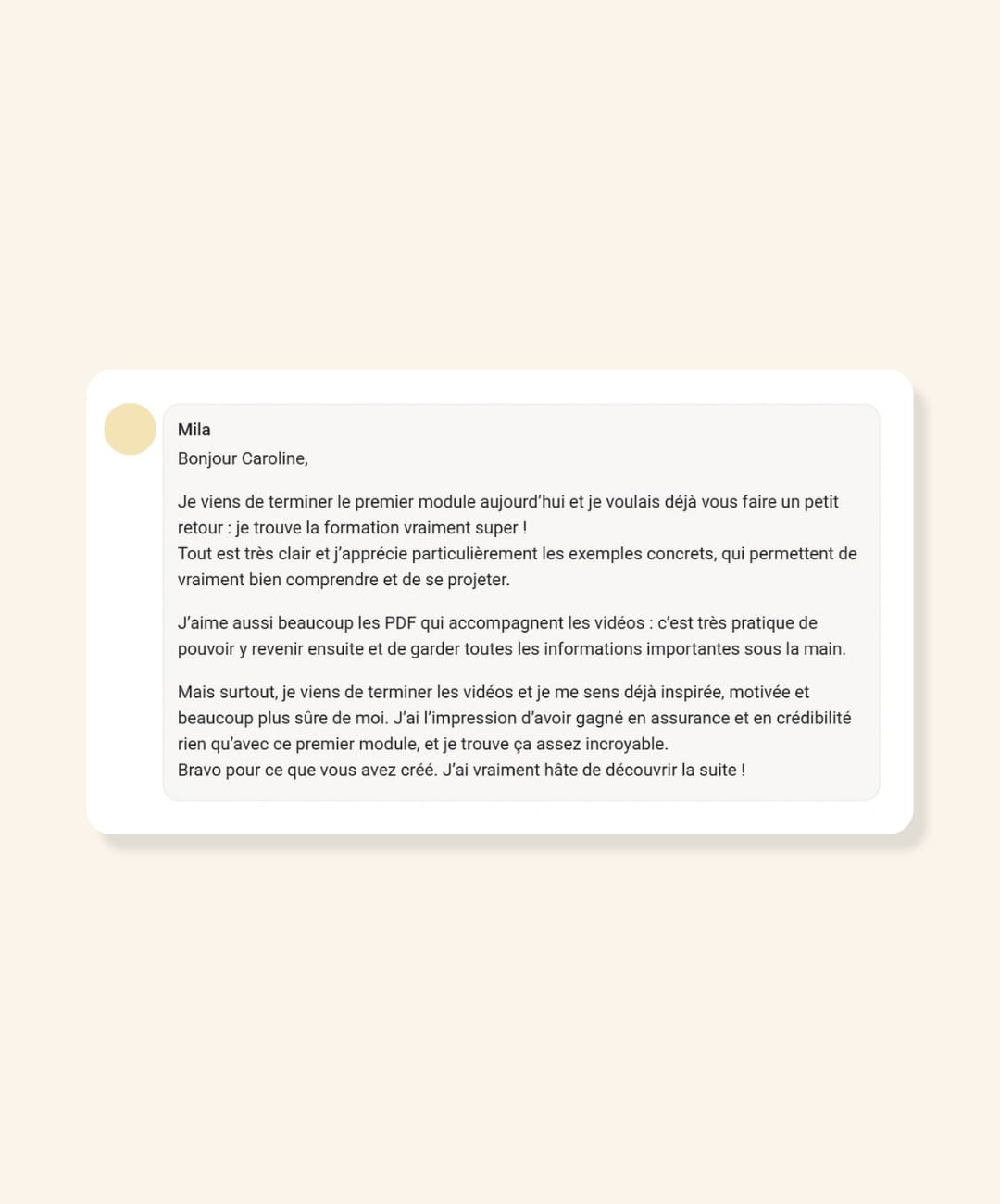 Témoignage de Mila sur la formation MCA