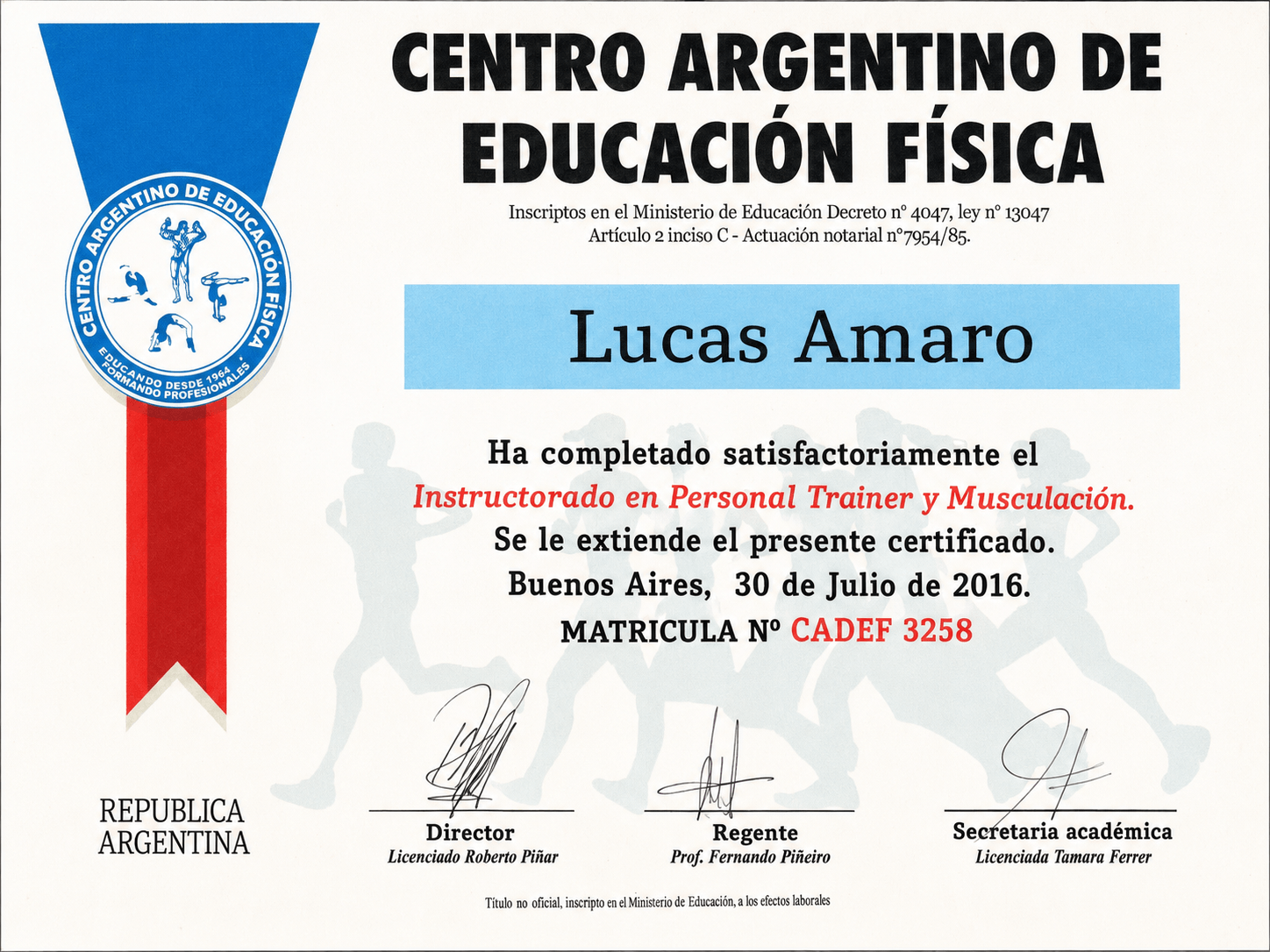 Certificado CADEF - Lucas Amaro