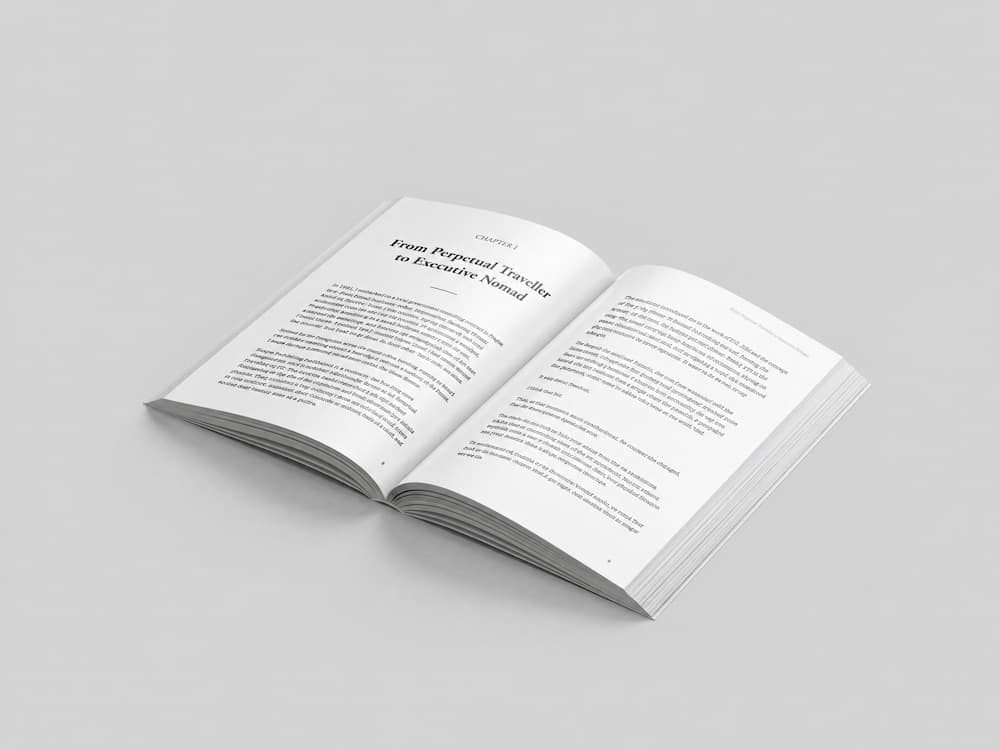 The Executive Nomad Operating System, open at the chapter From Perpetual Traveller to Executive Nomad
