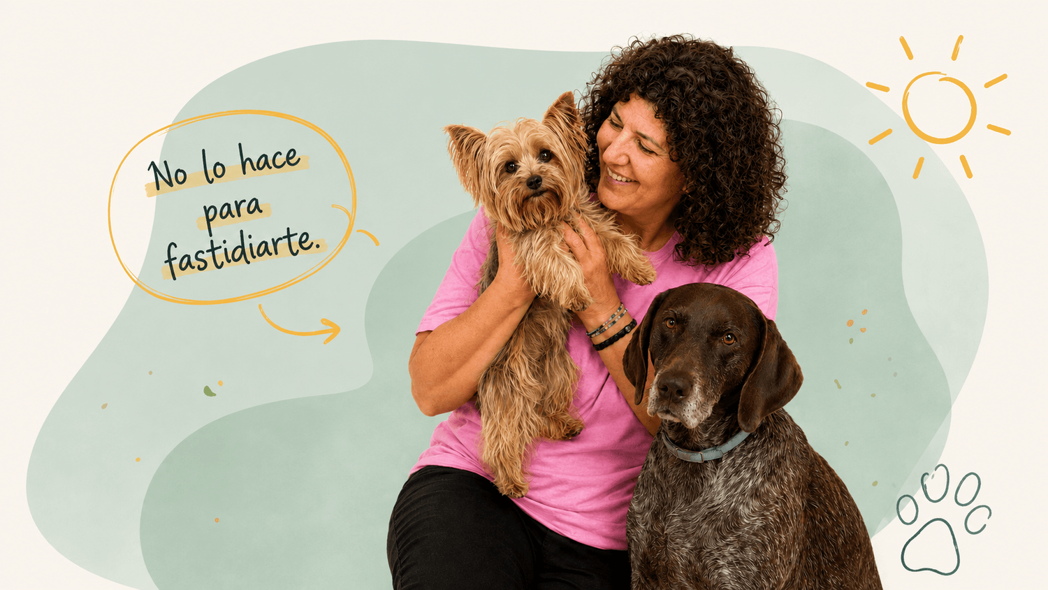Janeth de Educadoradogs con sus perros