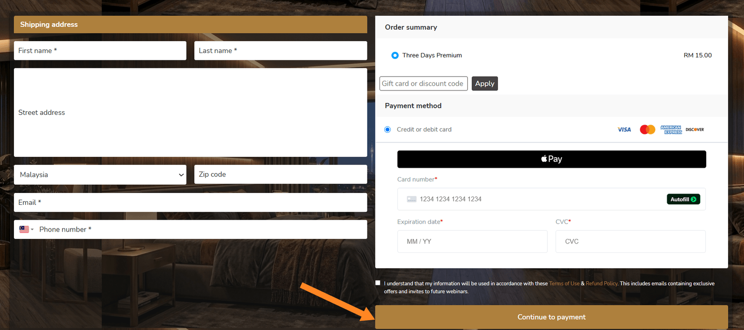 Cantikwall Academy premium checkout and payment page
