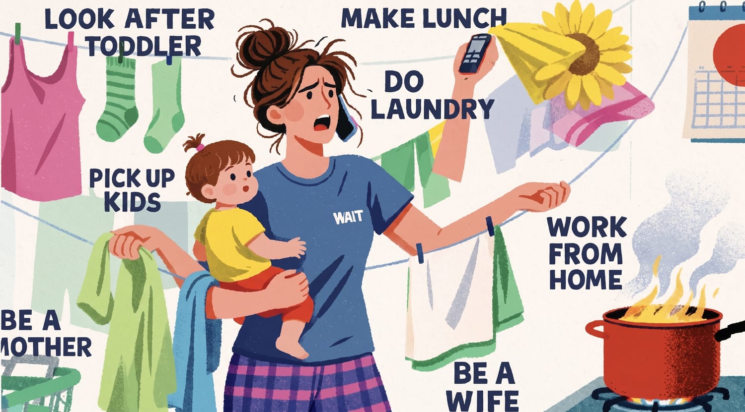 A parent and toddler at home during the day