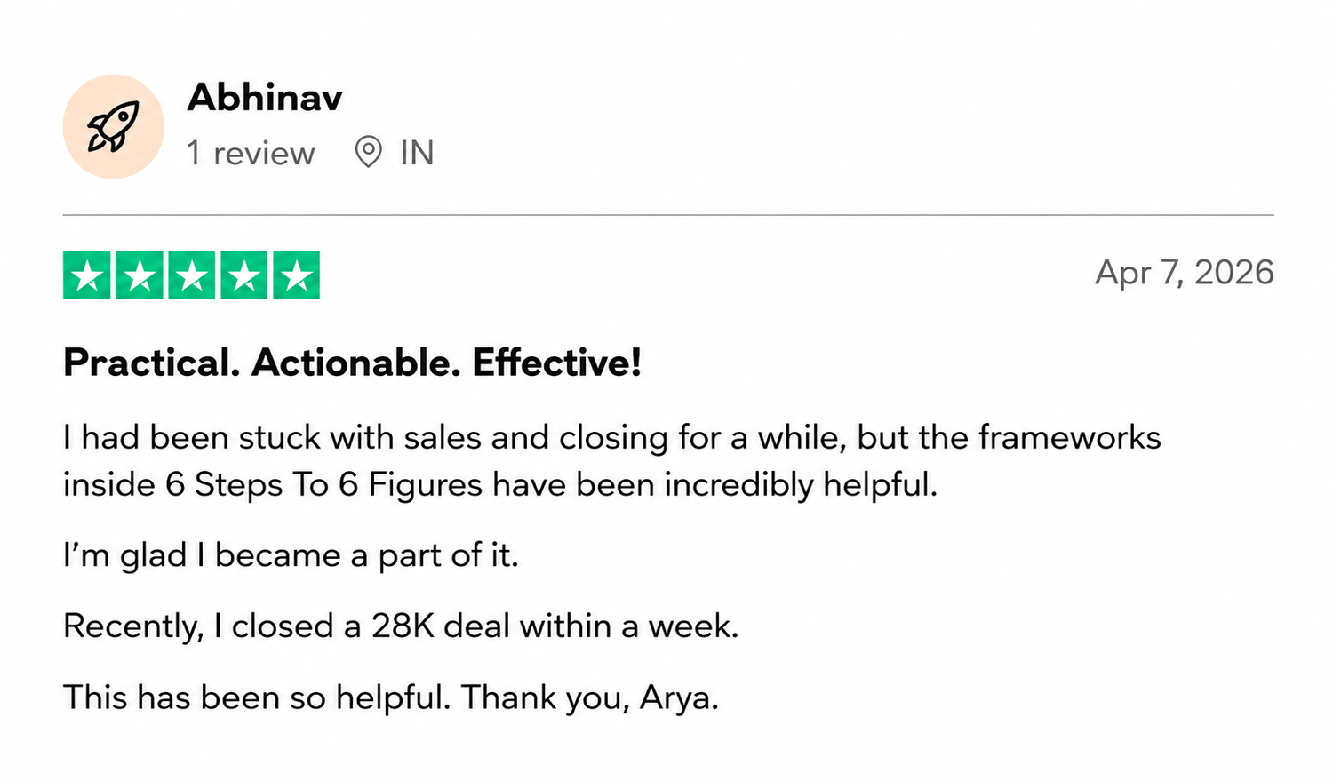 Client testimonial