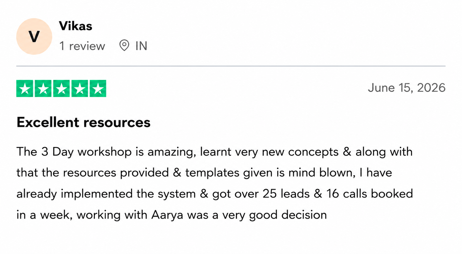 Client testimonial