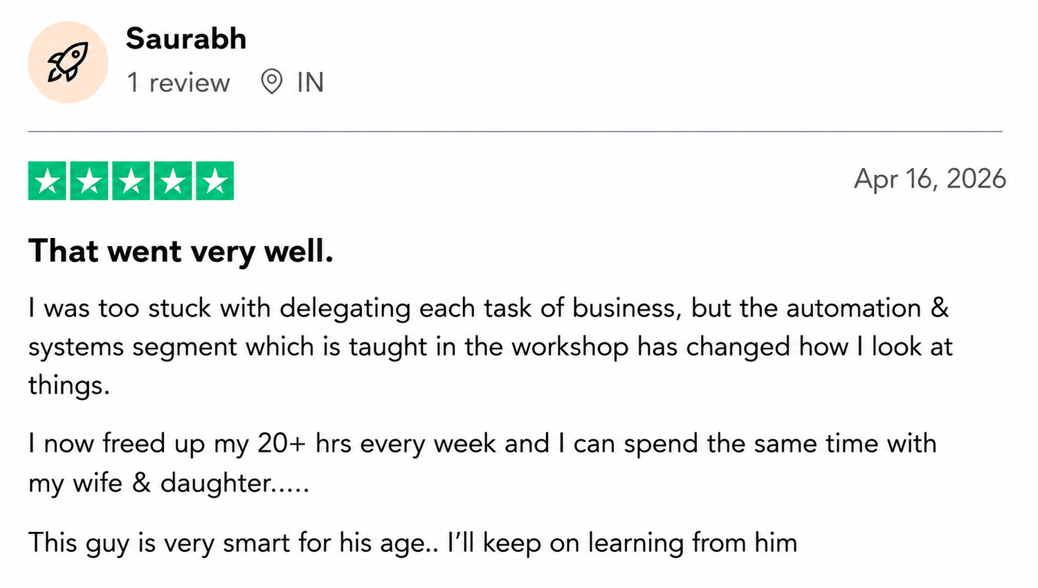 Client testimonial