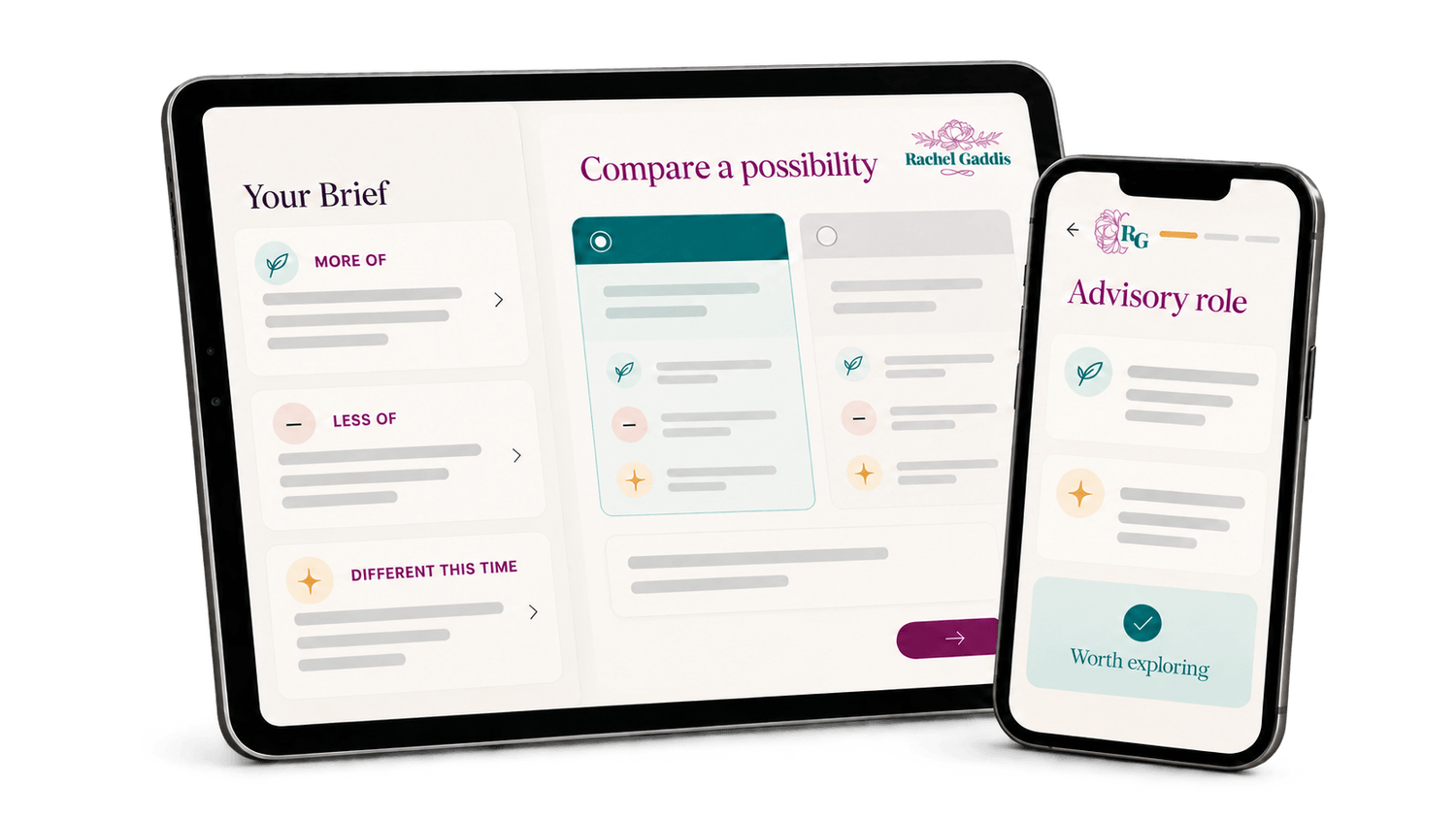 The Next Chapter Brief and interactive Field Guide shown on a tablet and phone.