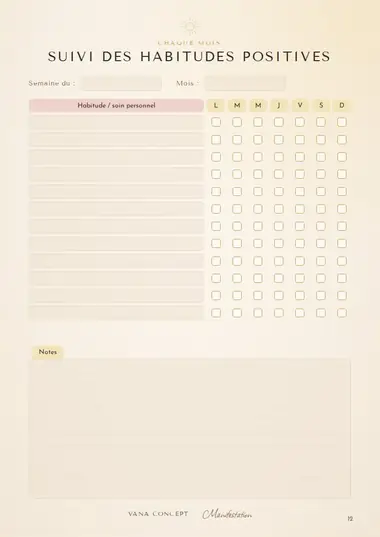Page Suivi des habitudes positives