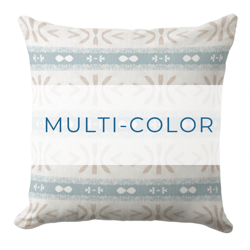 A blue in white throw pillow in a beach coastal style.