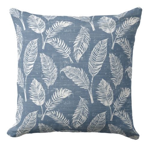 A muted indigo/navy blue throw pillow in a modern style.