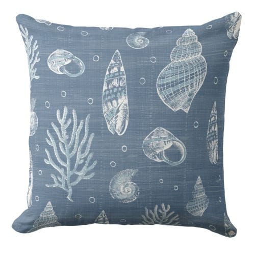 A muted indigo/navy blue throw pillow in a modern style.