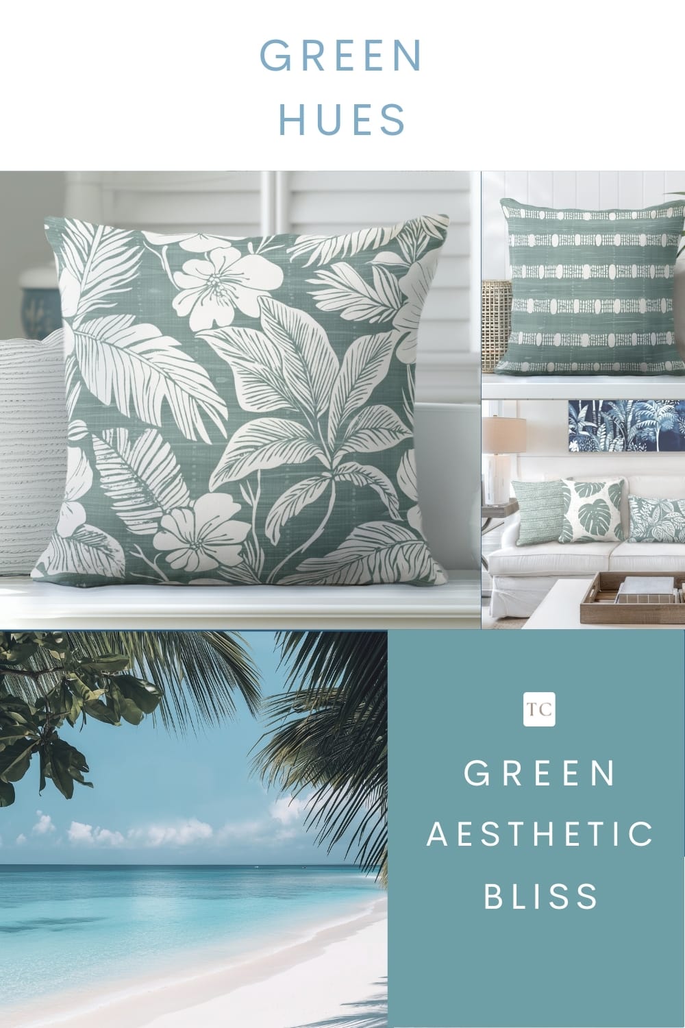 A stack of 4 blue throw pillows in muted blues, royal blues, dark blues and white with varying coastal style patterns.