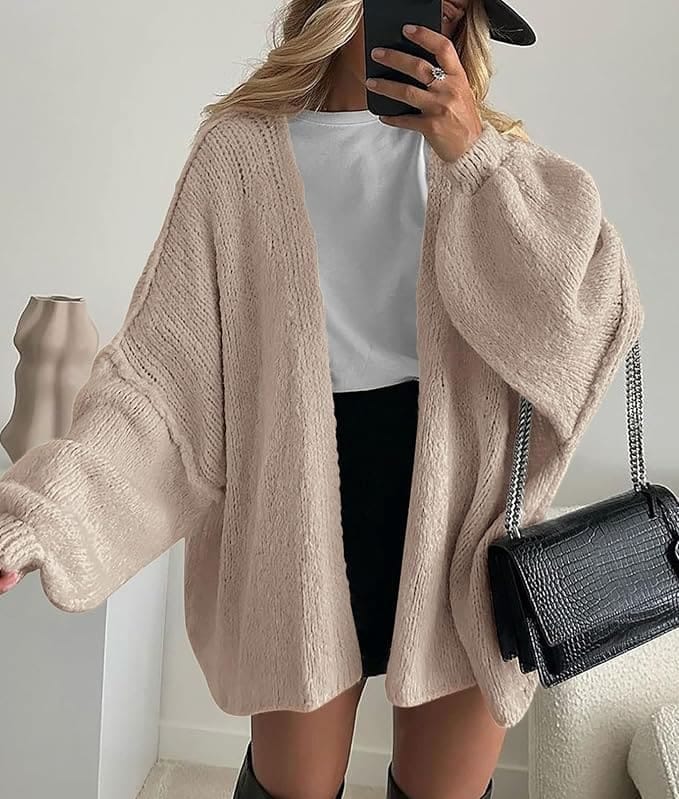 Daily Ritual oversized knit cardigan for women, cozy fall fashion