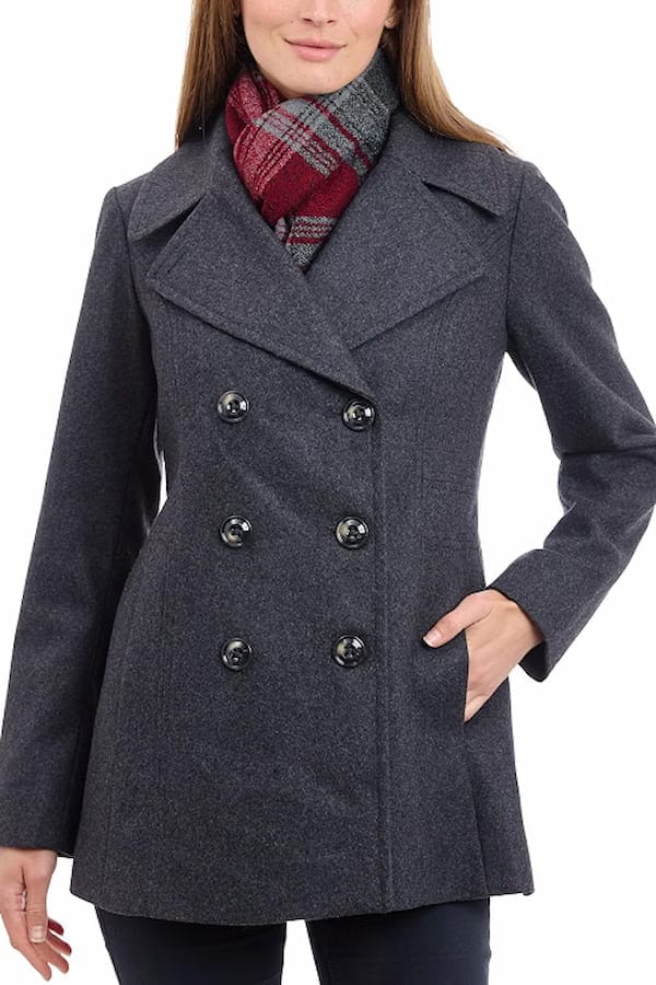 Grey Wool Peacoat for women in affordable price from amazon