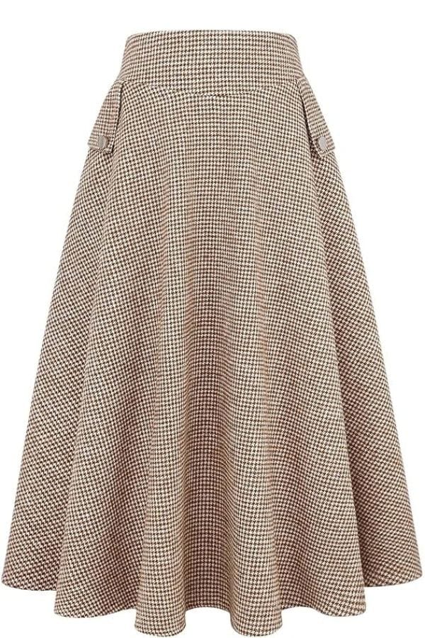 High Waisted Wool Plaid A-line Long Skirt for Women  from Amazon