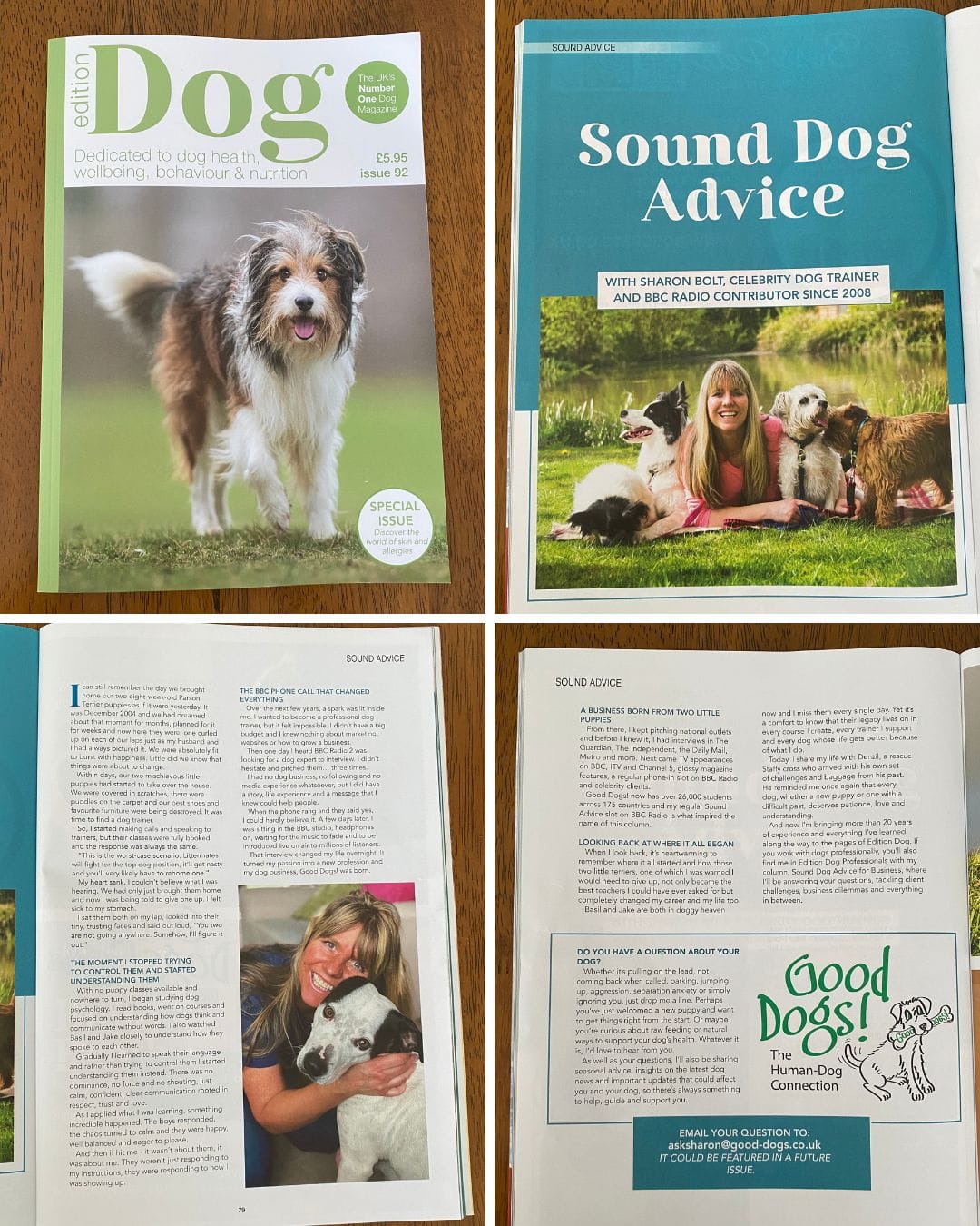 Sharon Bolt dog etiquette and training tips featured in Prima Magazine