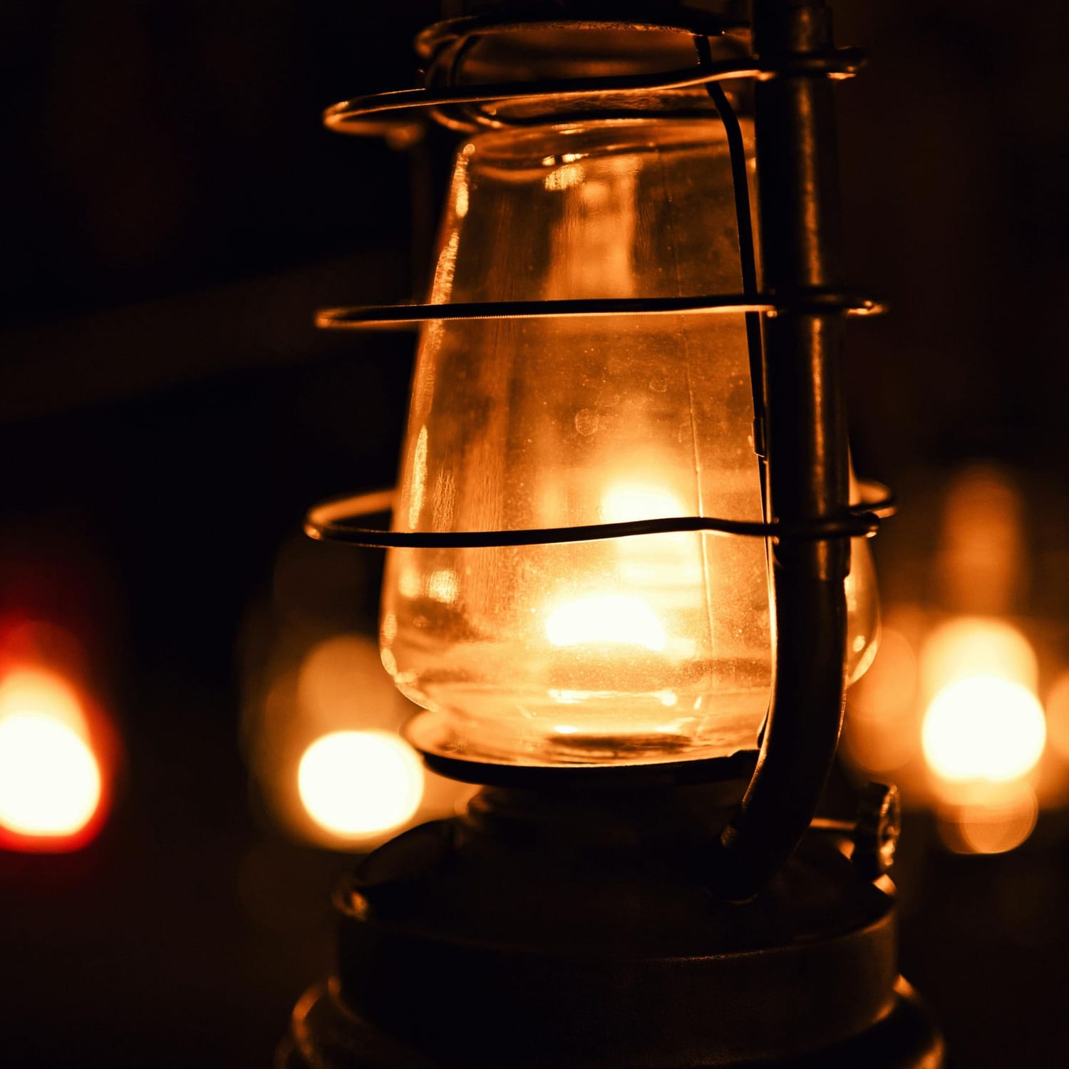 a vitage lantern at night