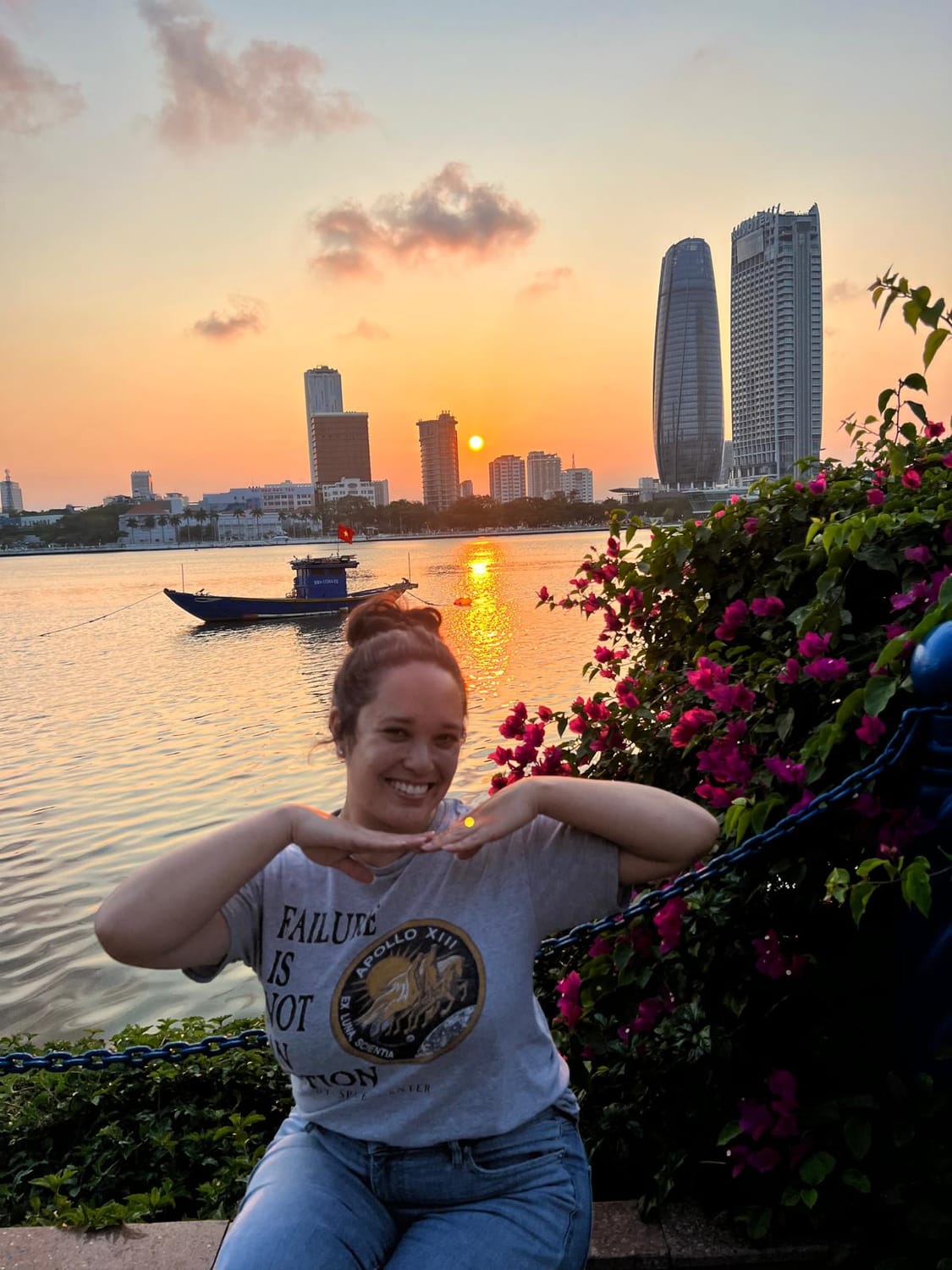 Ixchel at sunset in Da Nang, Vietnam