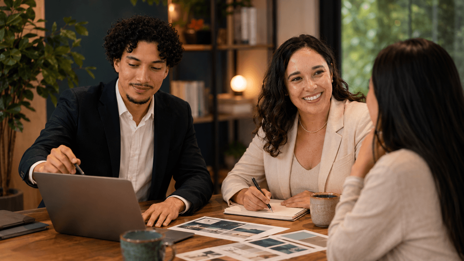 Juan and Ixchel reviewing business strategy with a client