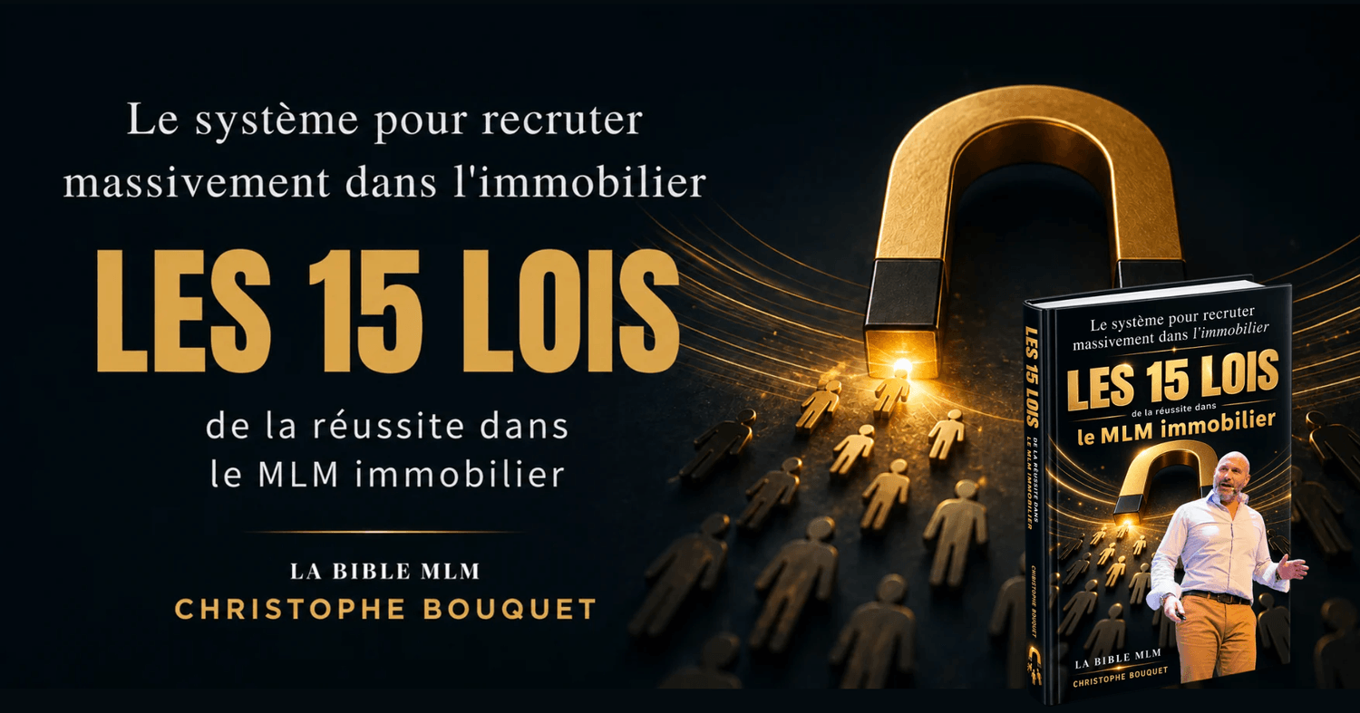 C’est un site Internet qui présente et explique le livre Les 15 lois du MLM immobilier, écrit par Christophe Bouquet. Ce livre est une véritable bible du marketing de réseau. Il présente les principes et les méthodes permettant de développer une équipe en tant que mandataire immobilier.
