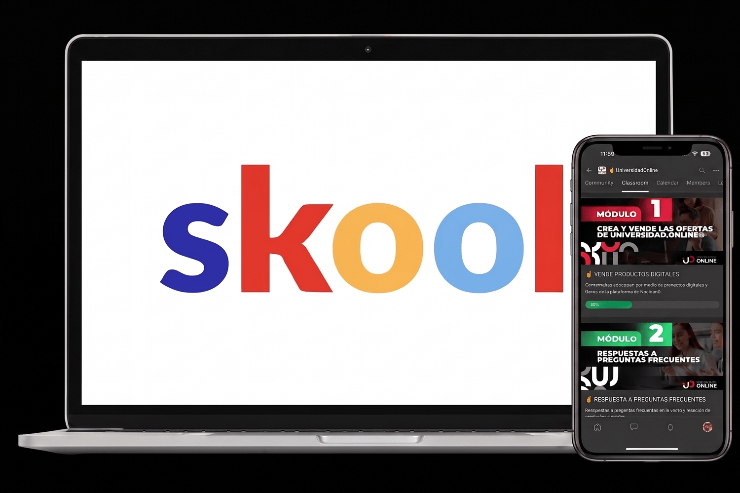 Skool en Laptop y Móvil