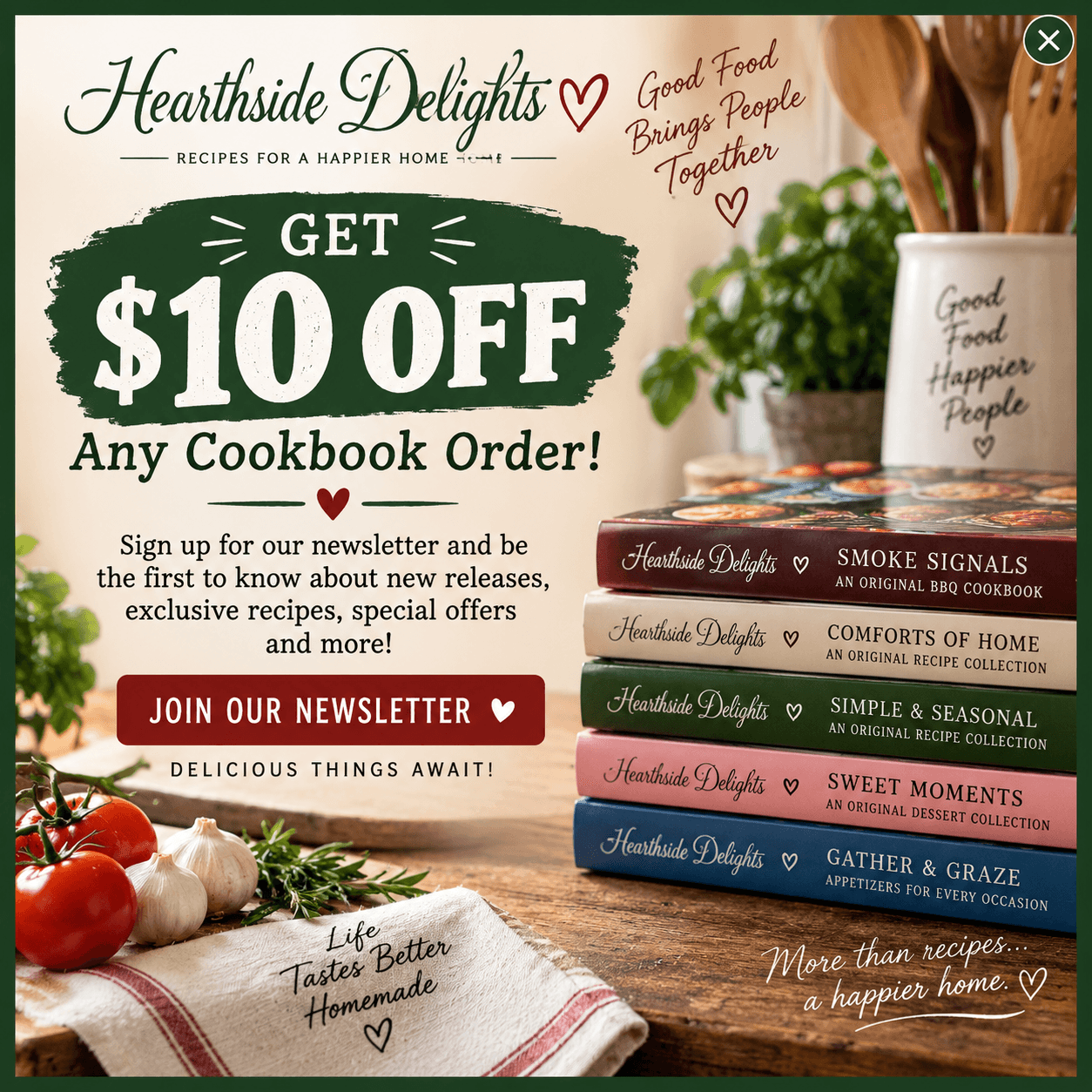 Hearthside Delights $10 off coupon