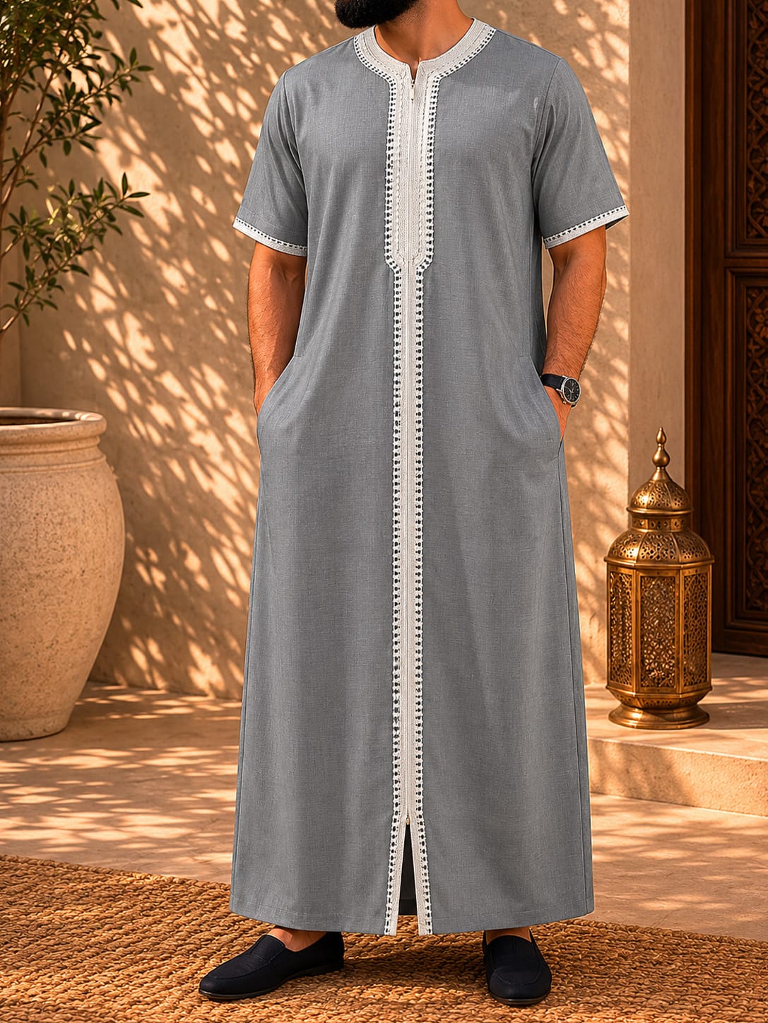 Qamis Maghribi Gris Clair