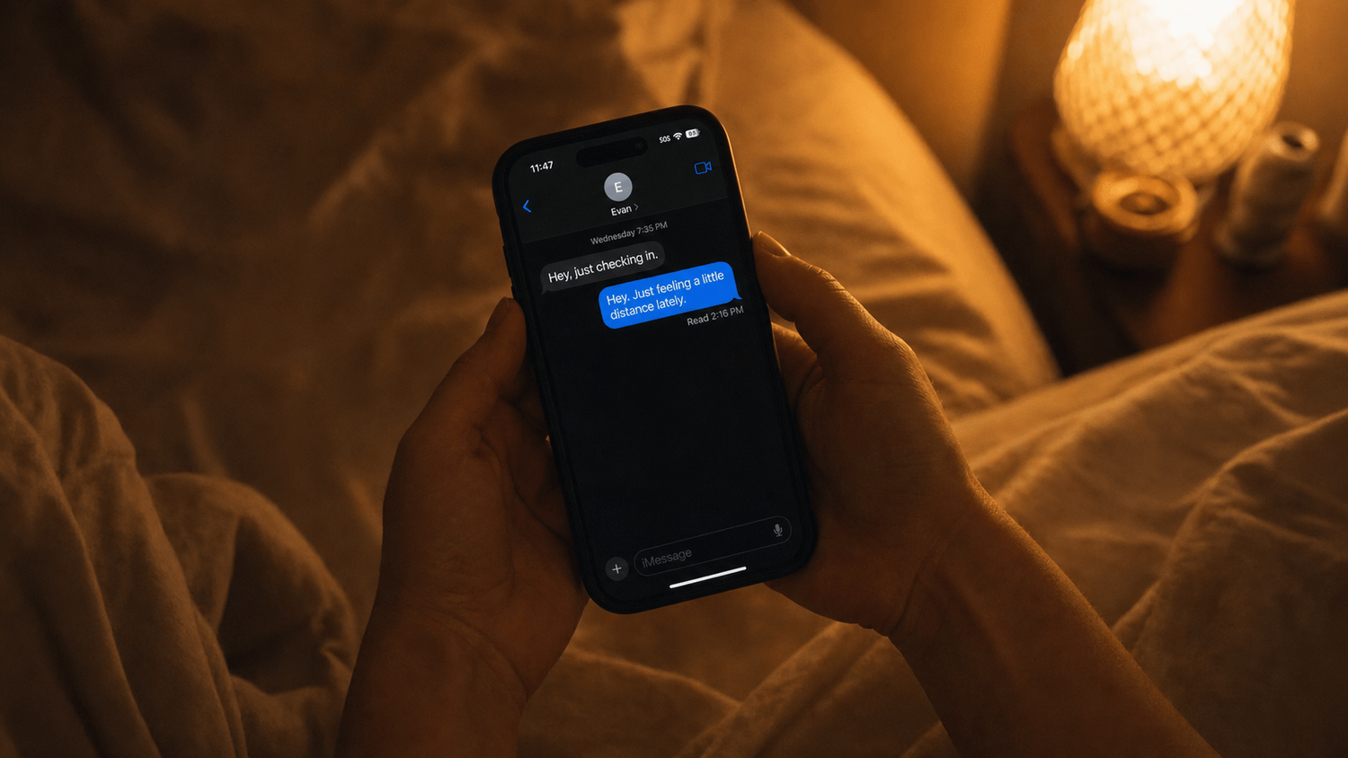 A close-up of a phone showing a read message with no reply.