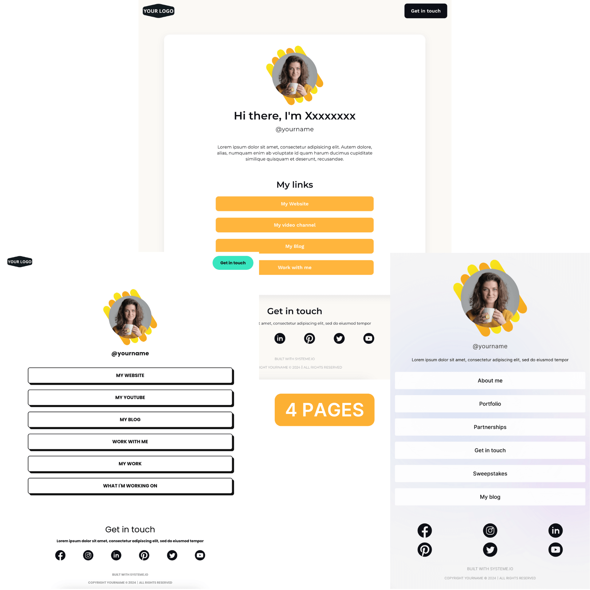 Free Systeme io Templates link in bio template