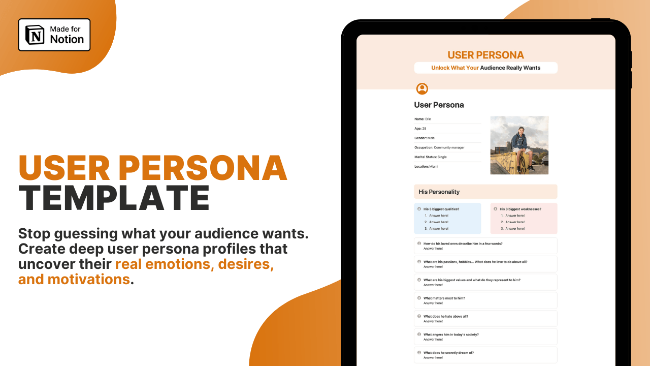 User Persona Notion Template & Workbook
