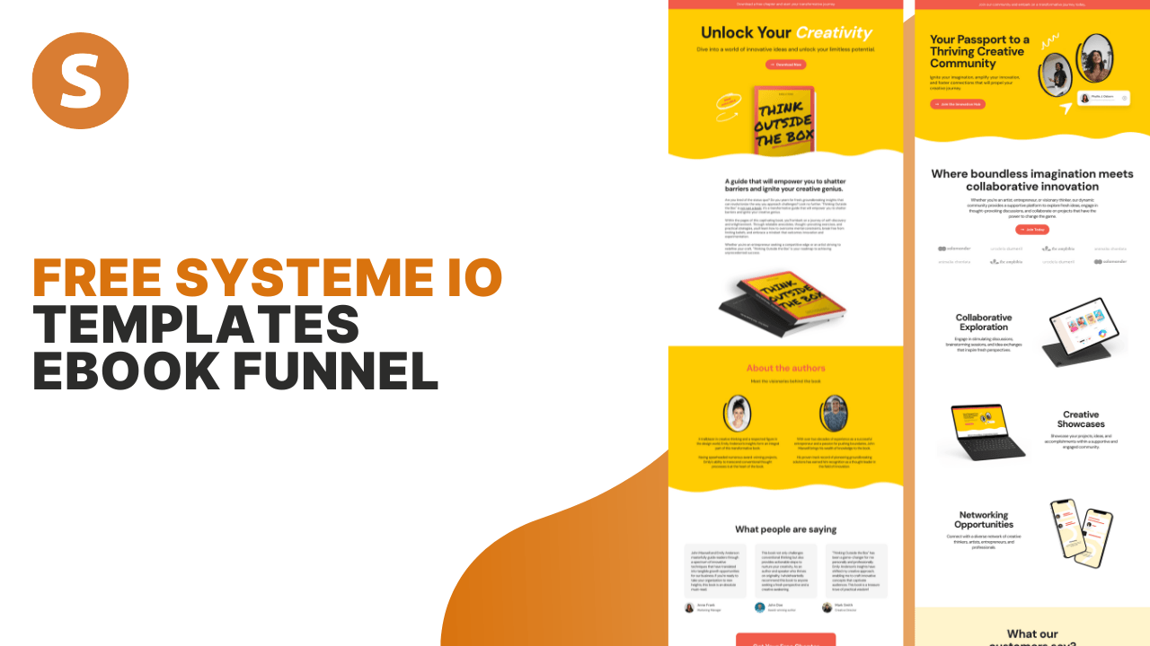 Free systeme io templates ebook funnel