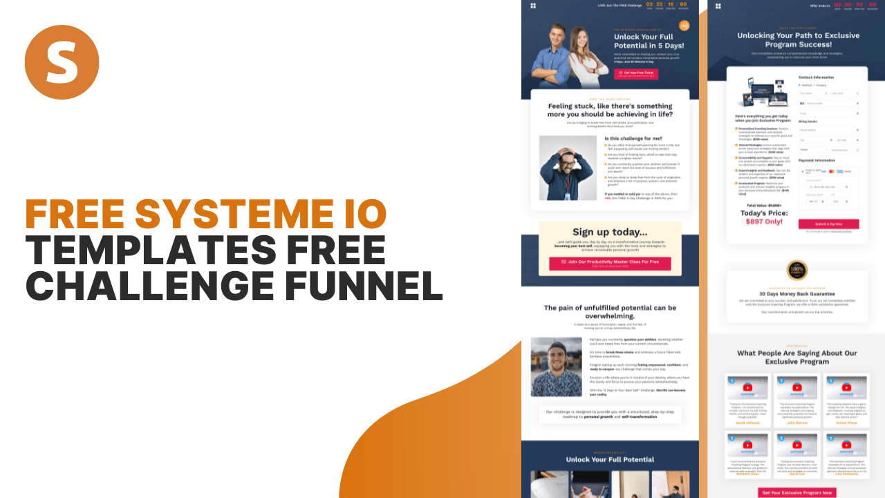 Free systeme io templates free chalenge