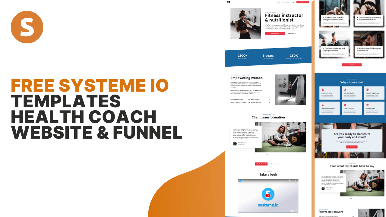 Free systeme io templates health coach website and funnel