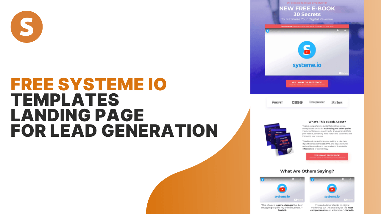 Free systeme io templates landing page
