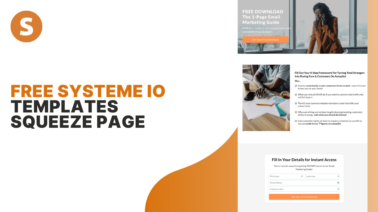 Free systeme io templates squeeze page