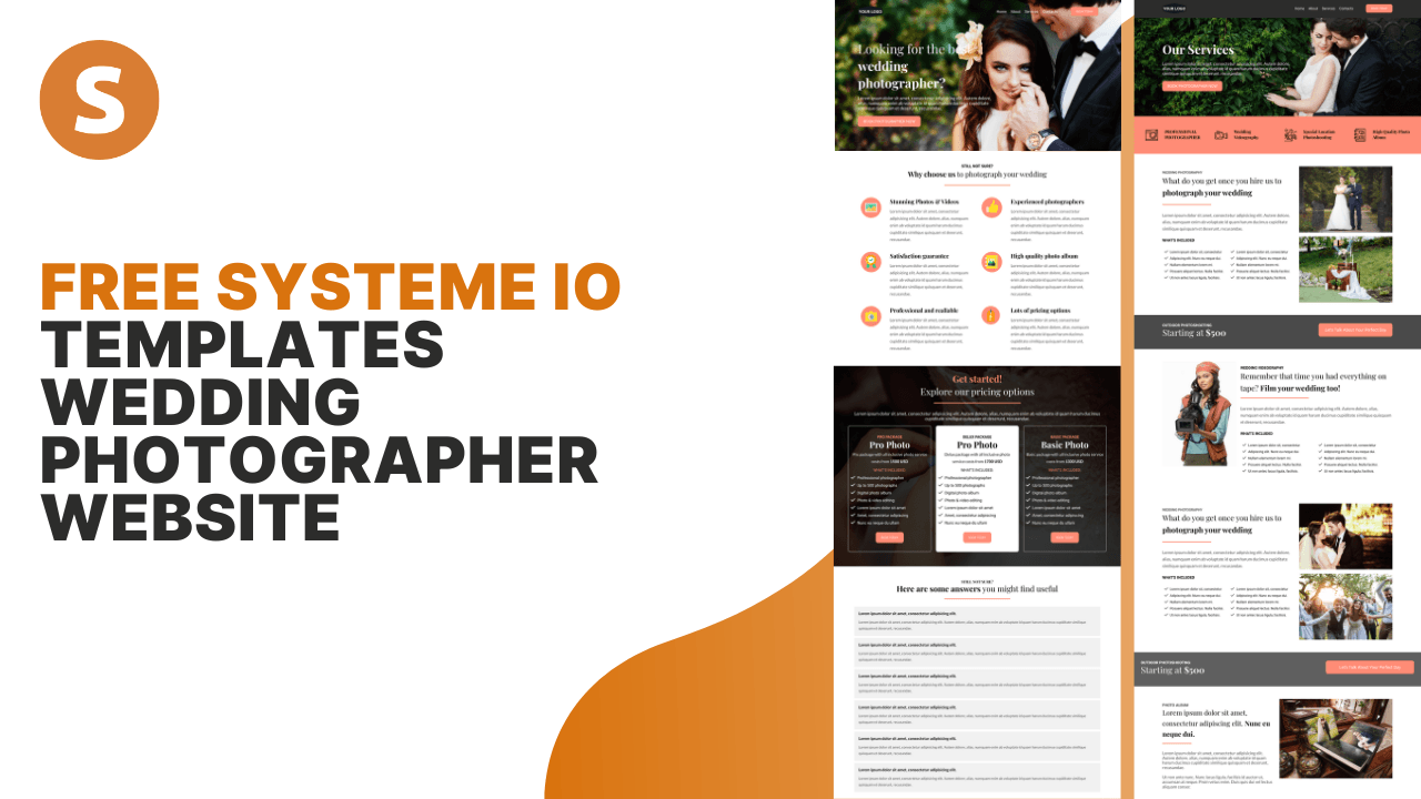 Free systeme io templates wedding photographer
