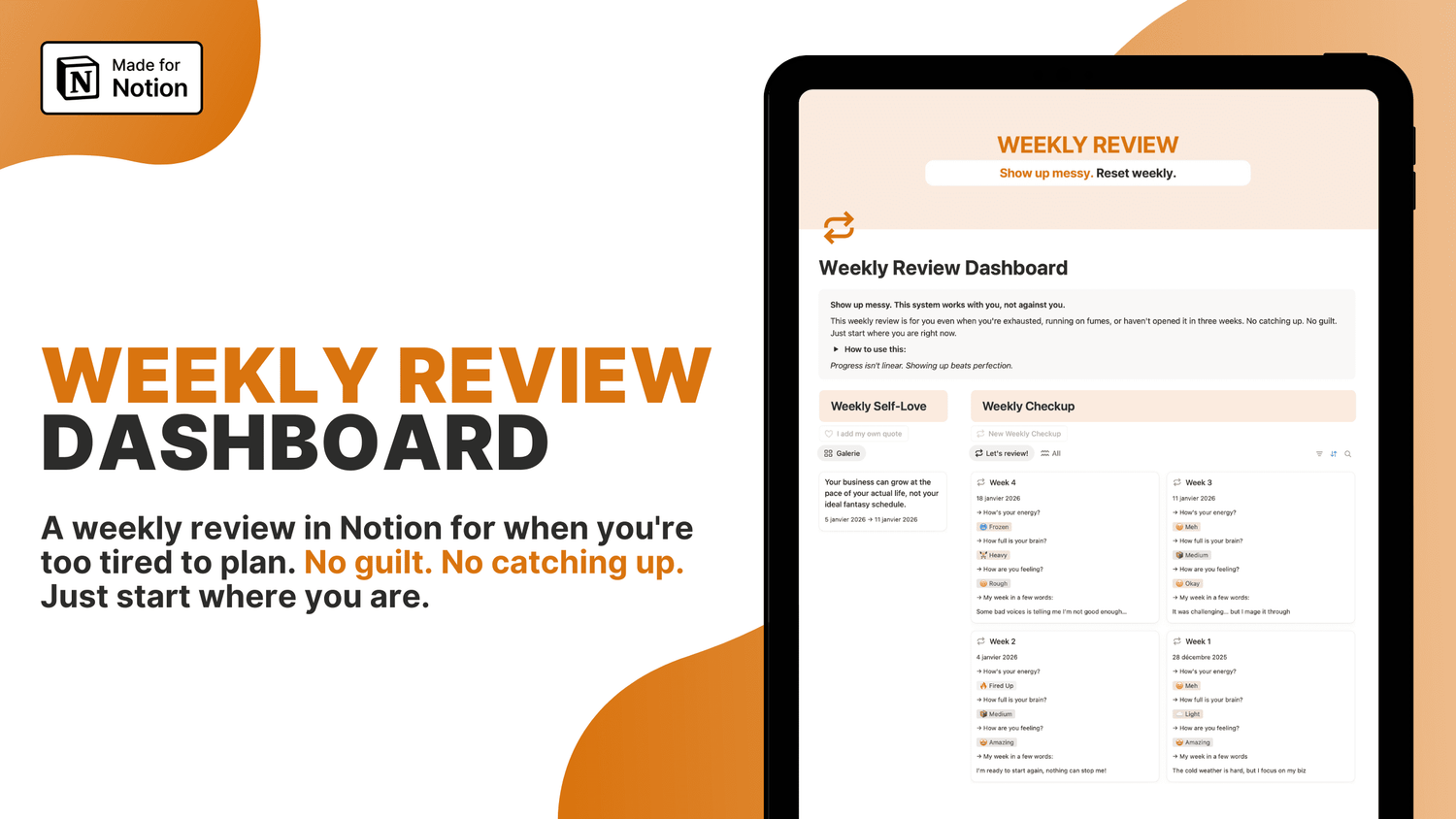 Weekly Review dashboard - free notion template