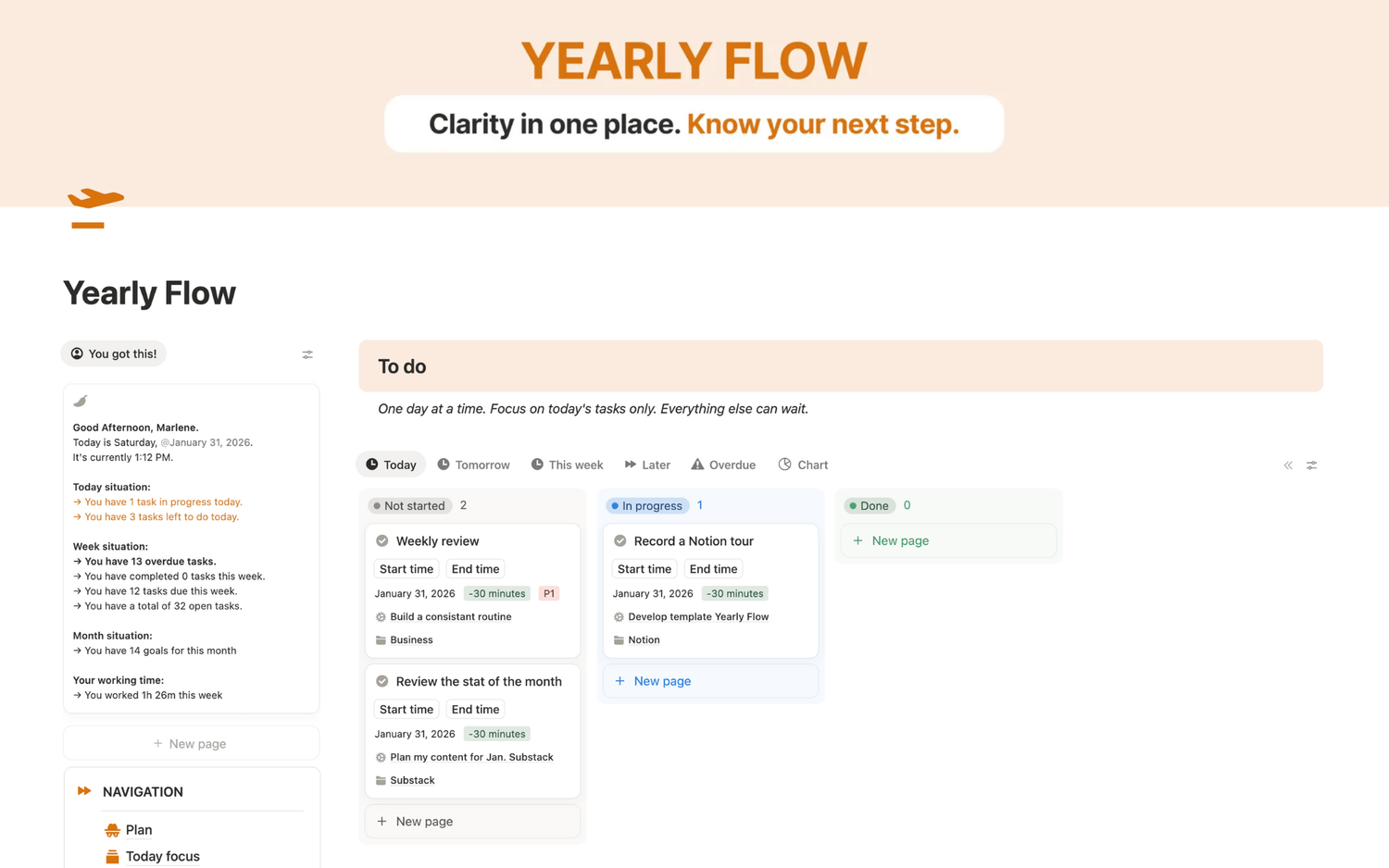 yearly flow dashboard