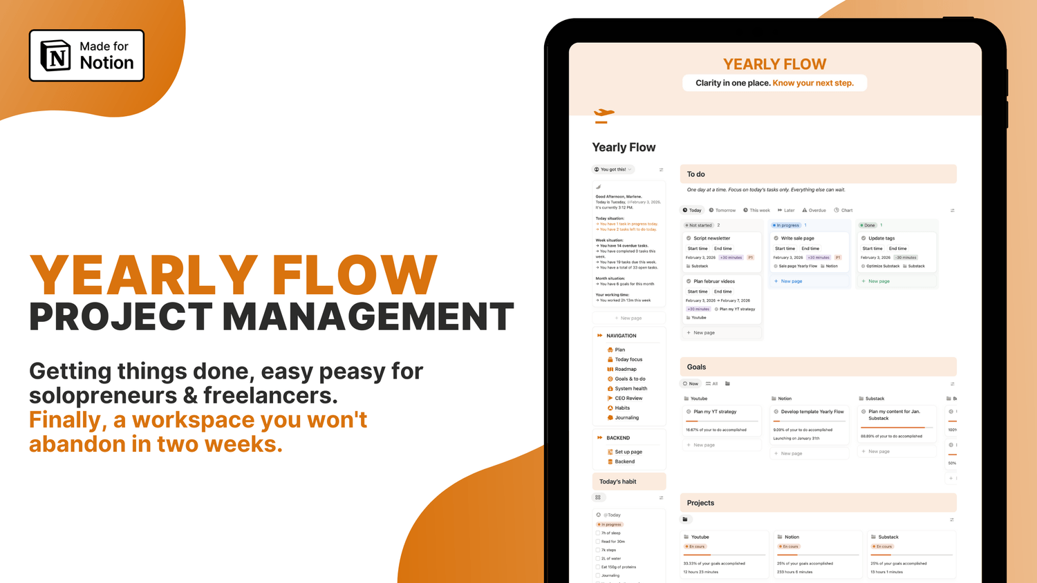Yearly Flow project management Notion Template