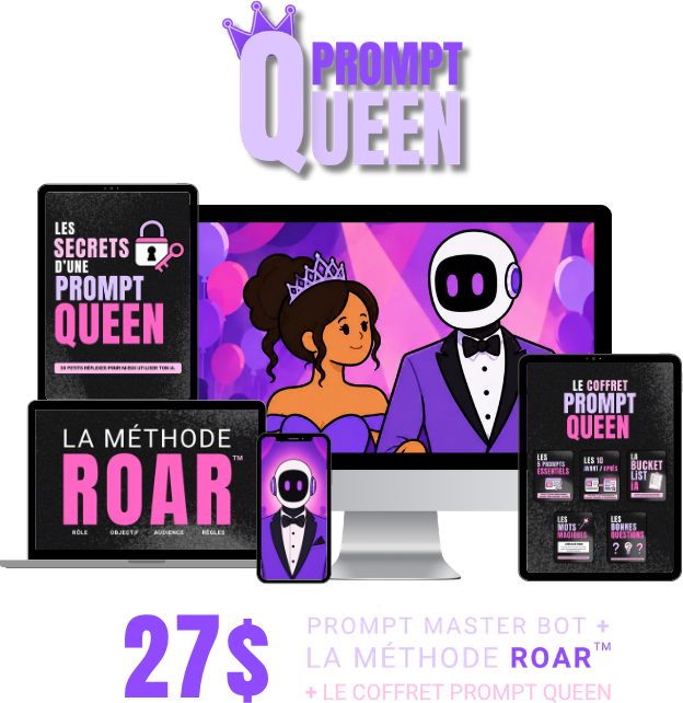 Prompt Queen : les écrans, la méthode ROAR et le coffret, 27$