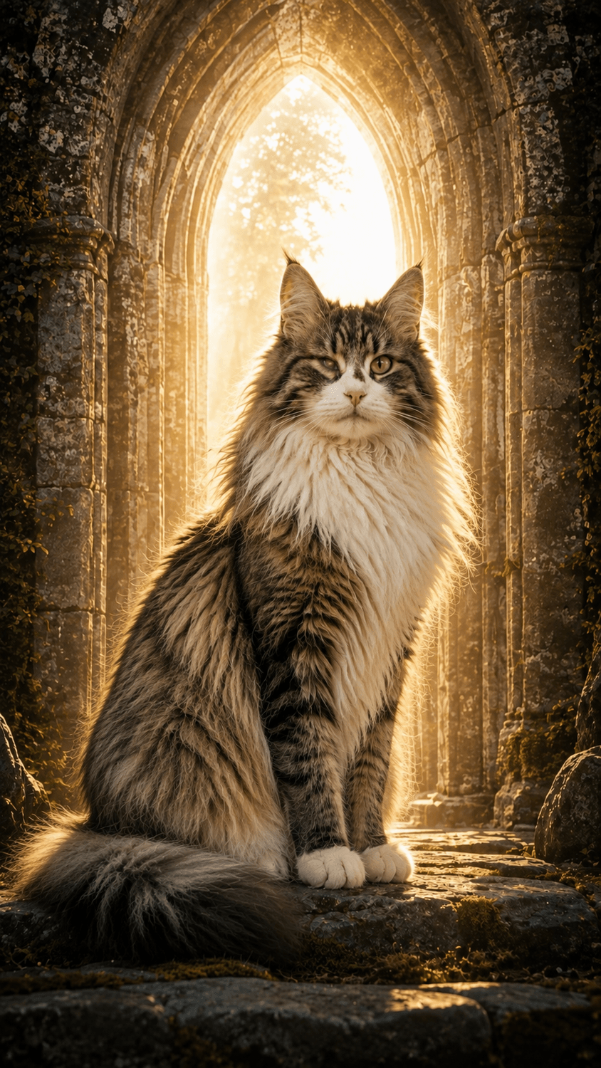 photorealistic cat profile warm light