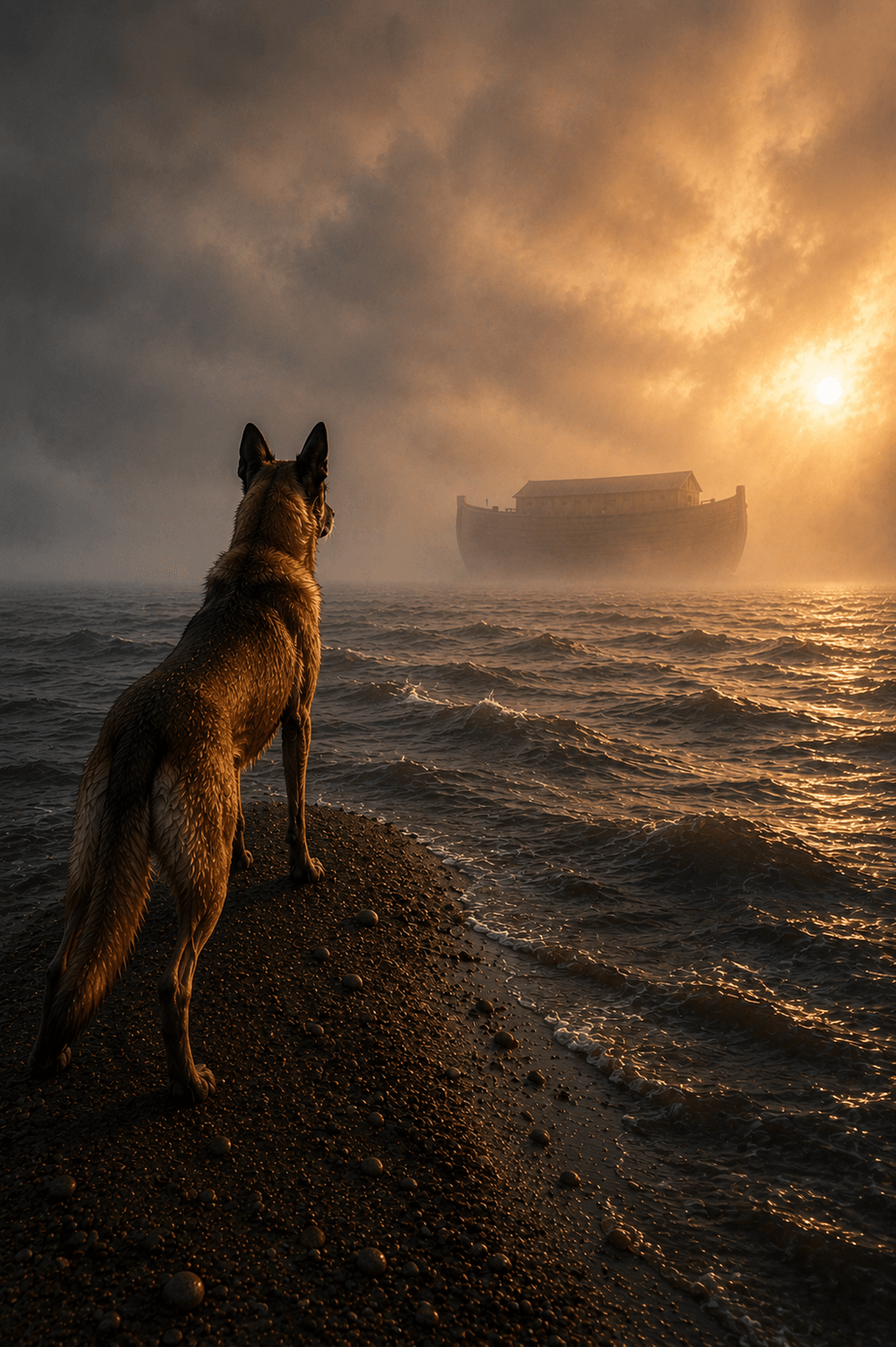dog memorial cinematic golden light