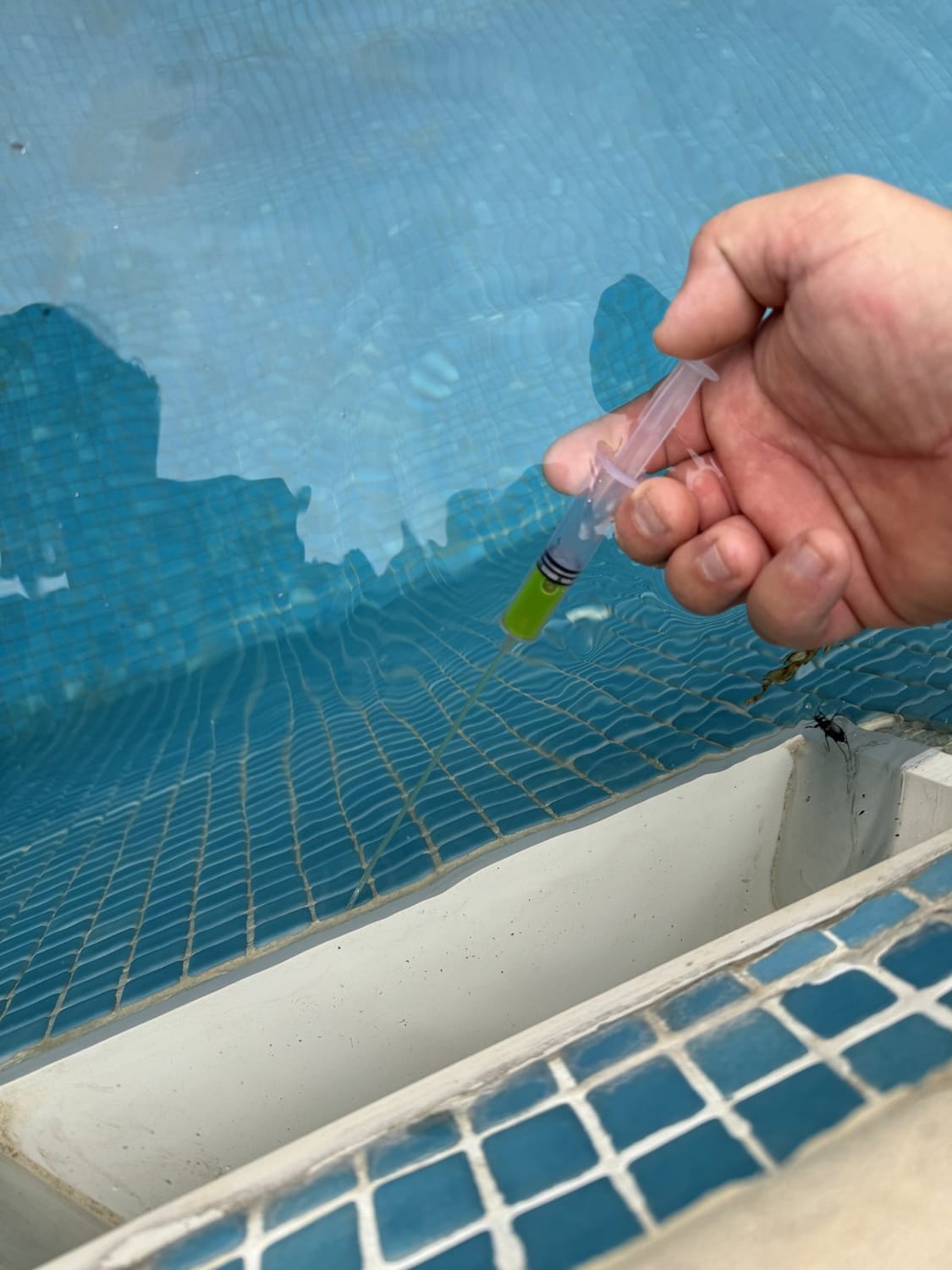 Fuite de piscine trouvée à la fluorescéine