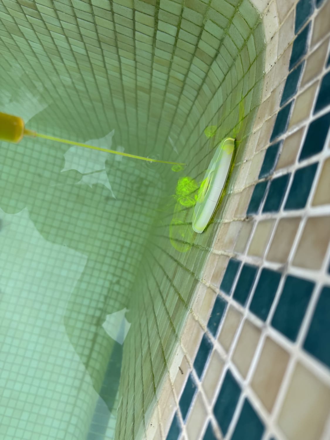 Fluorescéine aspirée : fuite de piscine localisée