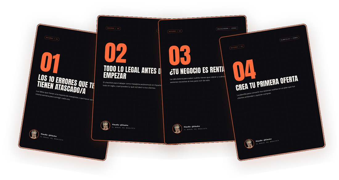Portadas de los 4 recursos del Manual del Masajista