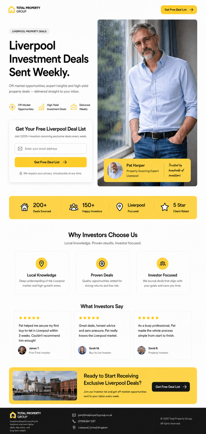 Landing page design example